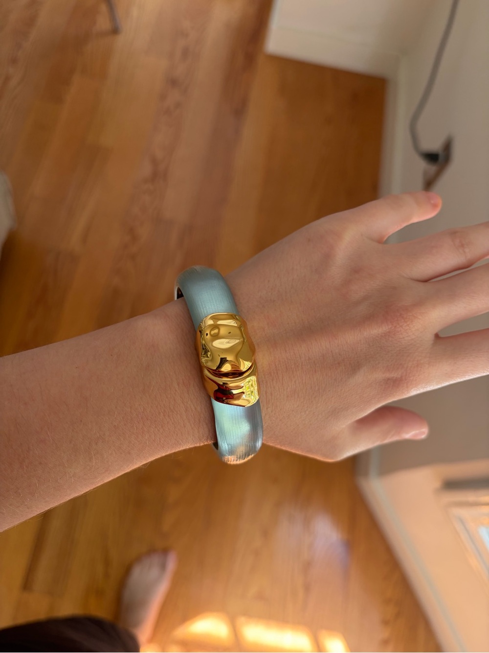 Alexis Bittar Gold Accent Blue Bangle Bracelet